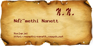 Némethi Nanett névjegykártya
